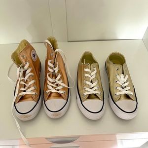 Converse rose gold and gold sneakers